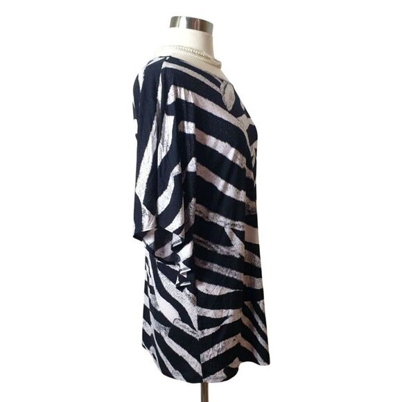 Clara Sun Woo Zebra Print Blouse XL Flutter Sleeve Y2K Top Stretch Chic - Picture 4 of 5